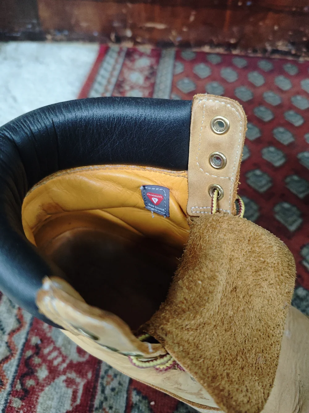 Timberland Wheat/Tan Work Boots with Black Collar